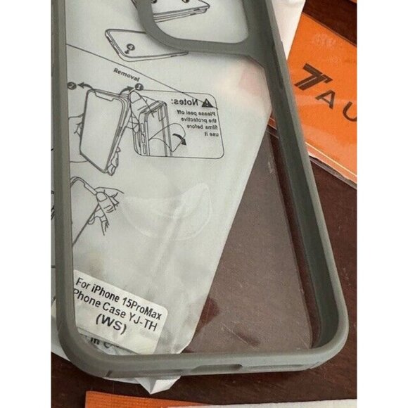iPhone 15 Pro Max Case TAURI Gray Clear Tempered Glass Protector Camera Cover - Picture 4 of 8